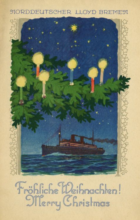 fromschnitzeltosalsa:M. S. Fulda, Norddeutscher Lloyd Bremen, December 25, 1931Frohliche Weihnachten