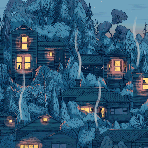 digitalloop:Houses after dark by Phoebe Morris