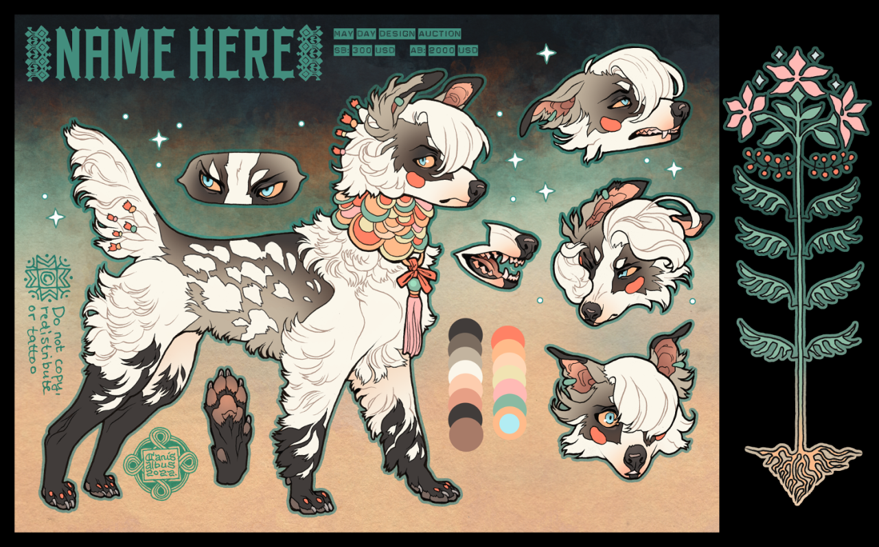 May Day design adoptable 

  I'm auctioning off a canine character I designed over at Twitter!  