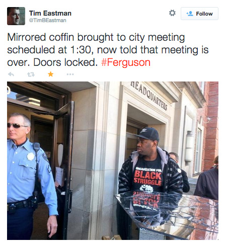 socialjusticekoolaid:   Today in #FergusonOctober (10.22.14): Day 75 and the resistance continues. After being denied entrance to a public meeting, protesters in St Louis occupy the county police headquarters, demanding justice for Mike Brown and for