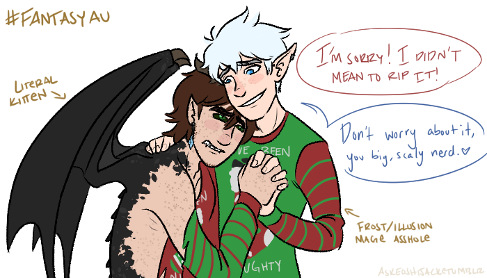 askeoshijack:  The whole collection of my AU Hijack couples and holiday sweaters.