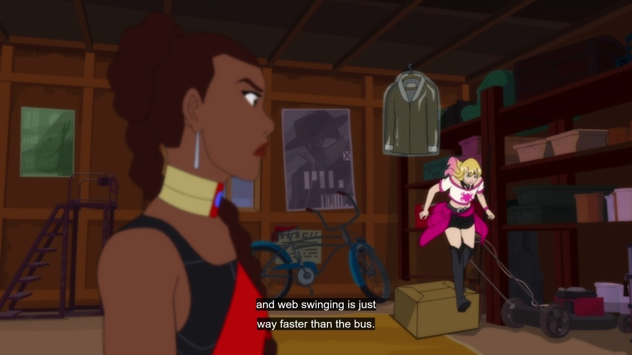 Wait, why does this version of Spider-Gwen have a poster of Spider-Man Noir? #spider-gwen#ghost-spider#gwen stacy#princess shuri#spider-man noir#marvel rising#Marvel Comics