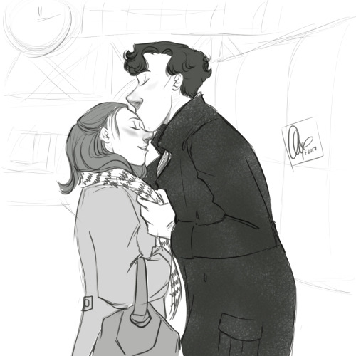 artbylexie: @violetjersey requested Sherlolly at a train station. I decided it would be a hello rath