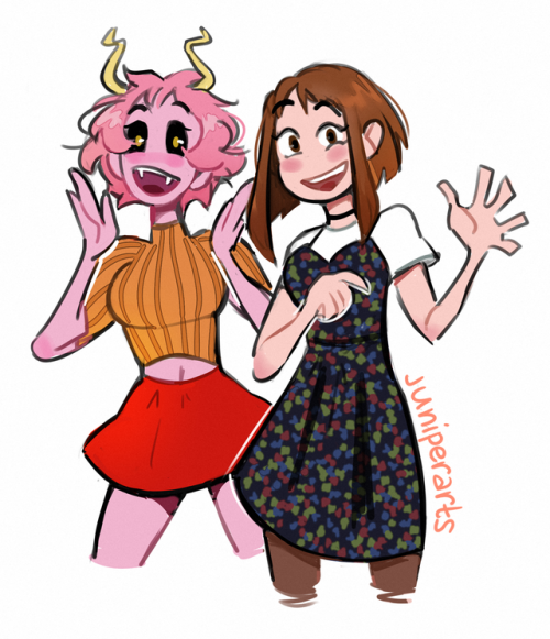 juniperarts:I’ve seen the my hero academia boys in suits and stuff but what about the ladies? Fashionable bnha gals for ya! 