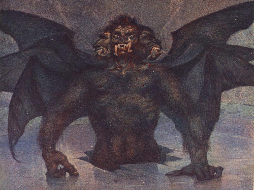 Dante's Inferno: the three-headed monster Lucifer - Leiden Special  Collections Blog