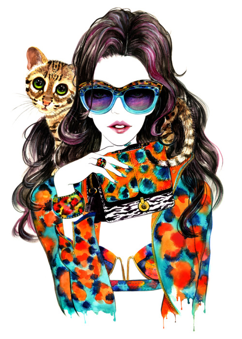 sunnysgy:  Happy National Cat Day~! >’w’<  #nationalcatday Fashion Illustrations by Sunny Gu  Get updates from Facebook Twitter Instagram Pinterest