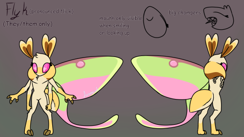 Updated Flyk’s reference and made an actual one for my butterfly boy in my own style. Silly bugs :)