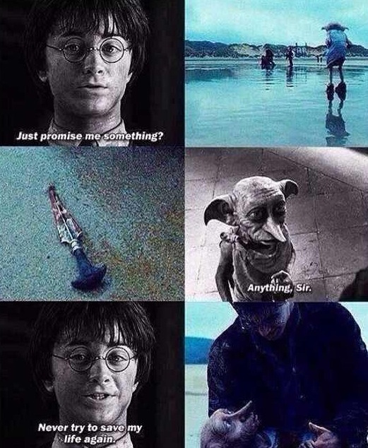 strawb3rrybomb:  &ldquo;Harry Potter freed Dobby!&rdquo; said the elf shrilly,