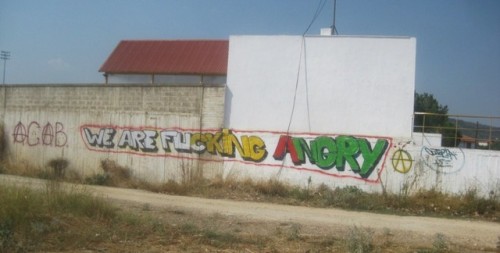 ‘We are fucking angry’seen in Halkidiki, Northern Greece