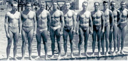vintagemusclemen:  Time for another go at some men who manage to be sexy with their pants (or at least their swimsuits) on.  Click on any of these three for a larger image.