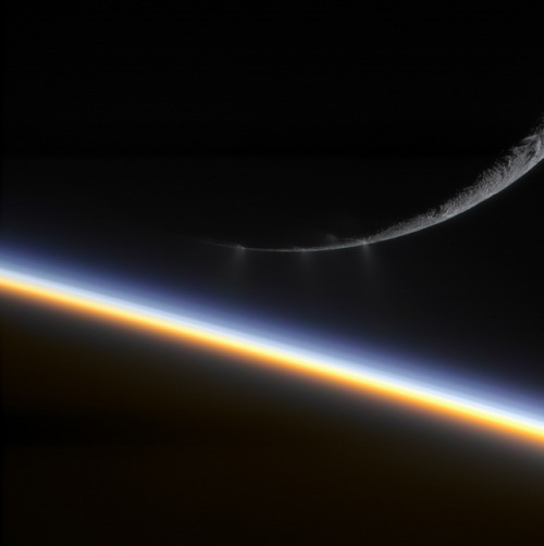 Enceladus and Saturn Image credit: Gordan Ugarkovic