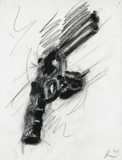 thunderstruck9: Robert Longo (American, b. 1953), Untitled (Gun), 1994. Graphite and charcoal on vellum, 30 x 23 cm.