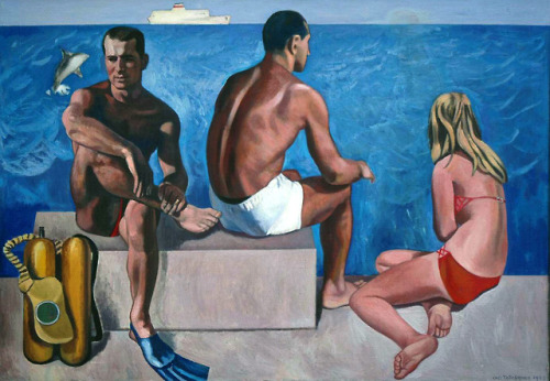 Alexander Tatarenko (Russian, 1925–1999). Swimmers and dolphins (1983).