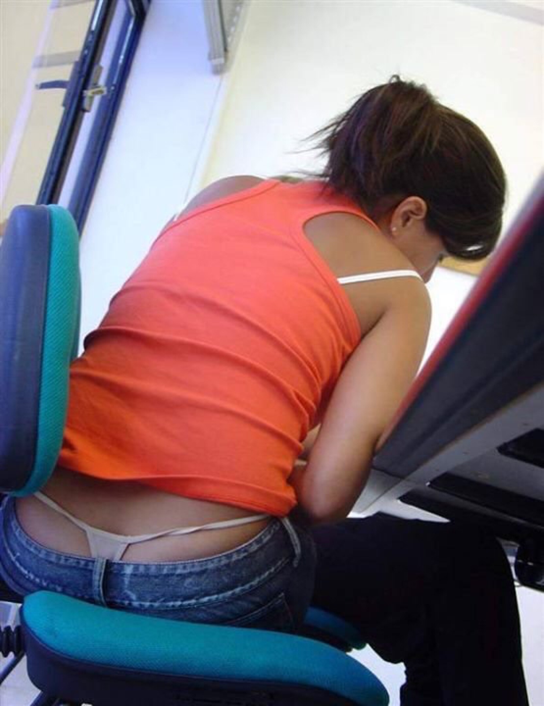 creeperianon:  Bitch Pleas #classroom #whailtail #thong #upthong #bitch