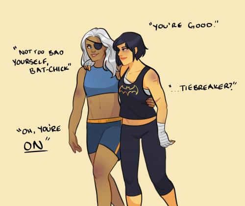 rosewilsontheravager:Sparring Day, by kelslkRose Wilson and Cassandra Cain after their weekly sparri