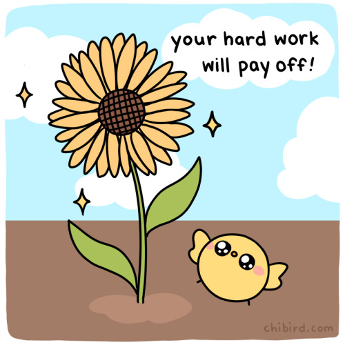 Hard work might not have instant results, but it does pay off! Little gardening chibird’s effo