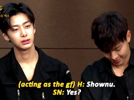 changkkung:  Hyungwon as Shownu’s savage girlfriend 