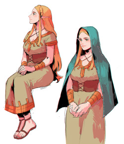 papabay: an older Zelda that lives among the villagers, no longer drenched in royal finery as she lives a more humble life