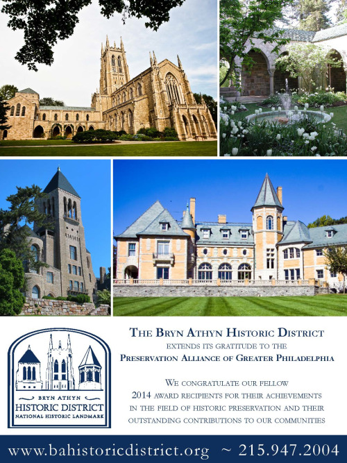 On Wednesday night the Preservation Alliance for Greater Philadelphia honored the Bryn Athyn Histori