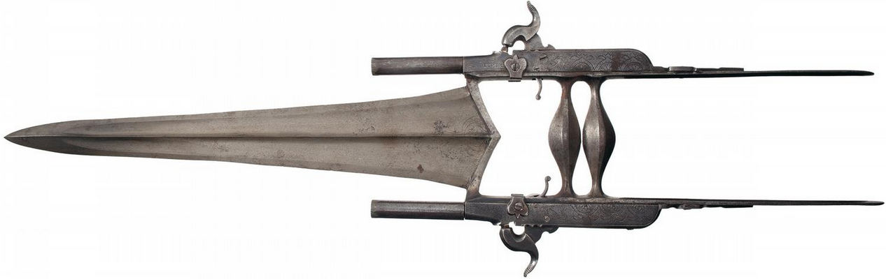 peashooter85:  A katar dagger with two percussion pistols. Originates from India,