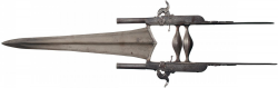 Peashooter85:  A Katar Dagger With Two Percussion Pistols. Originates From India,