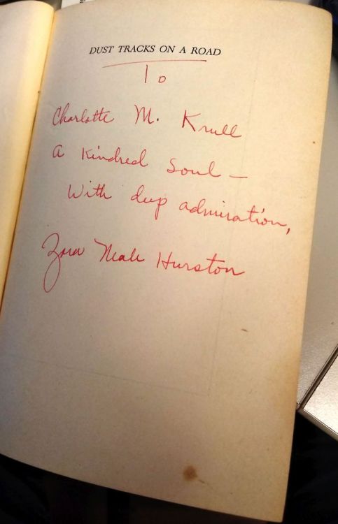 Zora Neale Hurston presented this copy of her controversial1942 autobiography, Dust Tracks on a Road