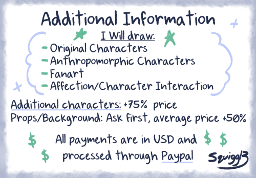 Commissions are open again!I will draw original characters, anthropomorphic characters, fanart, affe