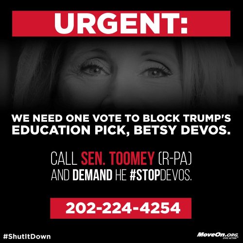 asksexpositivefluttershy: boardgamebrony:  markruffalo: Share & call the following Senators and demand they vote NO on Donald Trump’s Swamp Cabinet education pick, Betsy DeVos. #StopDeVos #ShutItDown If you call, it could be your senator who changes
