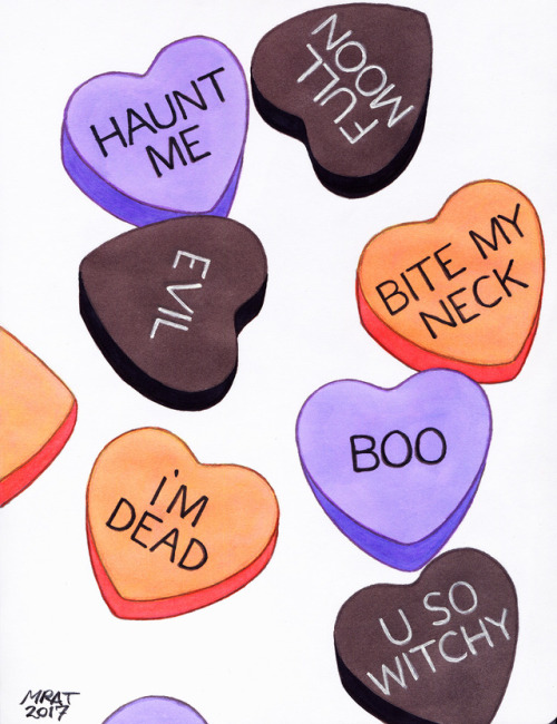 littlechemistry:  As Valentine’s Day draws closer, TBT to the time I drew some spooky conversation hearts.