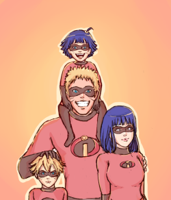 hinaxnaru:  day 3  - superheroesthe incredibles is probably their favourite disney movie so naruto insisted that they cosplay