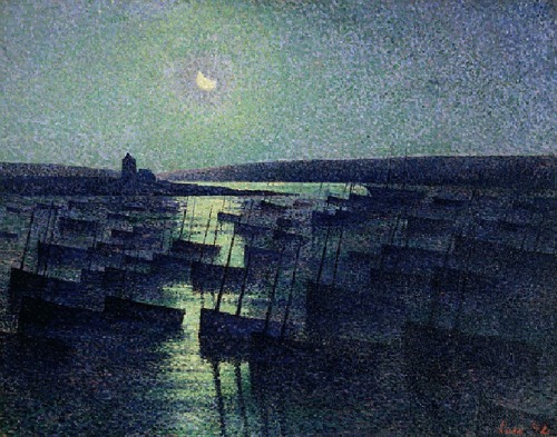 Camaret Clair de Lune et Flotille Peche (Camaret, Moonlight and Fishing Boats ) -  Maximilien Luce  