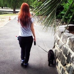 The beautiful @juliamomo &amp; CoCo going or a walk. The perfect pair. 