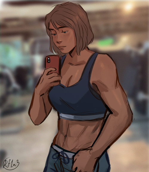 kf1n3:Korra takes a gym selfie