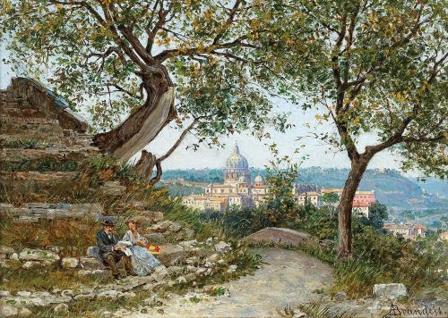 antoniettabrandeisova: Rome, The Oak of Torquato Tasso with a View of St. Peter’s Basilica, An