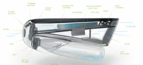 cubebreaker:  Industrial design student Kristof Retezár developed the Fontus which turns air into water as you ride, possibly putting an end to riders getting caught out on the road without badly needed hydration.