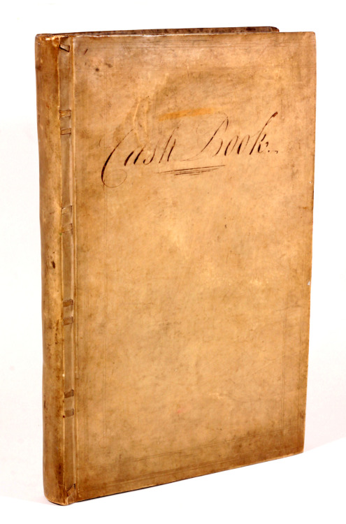 Cash Book - bound in blind ruled vellum the paper is watermarked I Taylor with a figure of Britannia