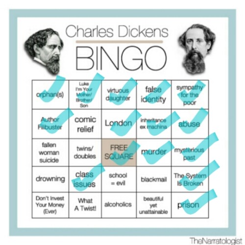 booksandbabyanimals:  Played some Dickens bingo with Oliver Twist. Double bingo, woo hoo! Bingo card