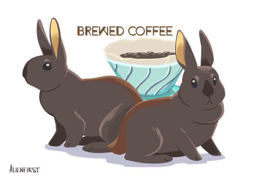 aronjshay:alienfirst:All of the coffee bunnies! Posting them all together as I’ll have them availabl