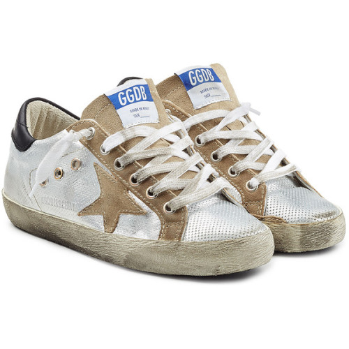 Golden Goose Super Star Leather Sneakers ❤ liked on Polyvore (see more distressed sneakers)