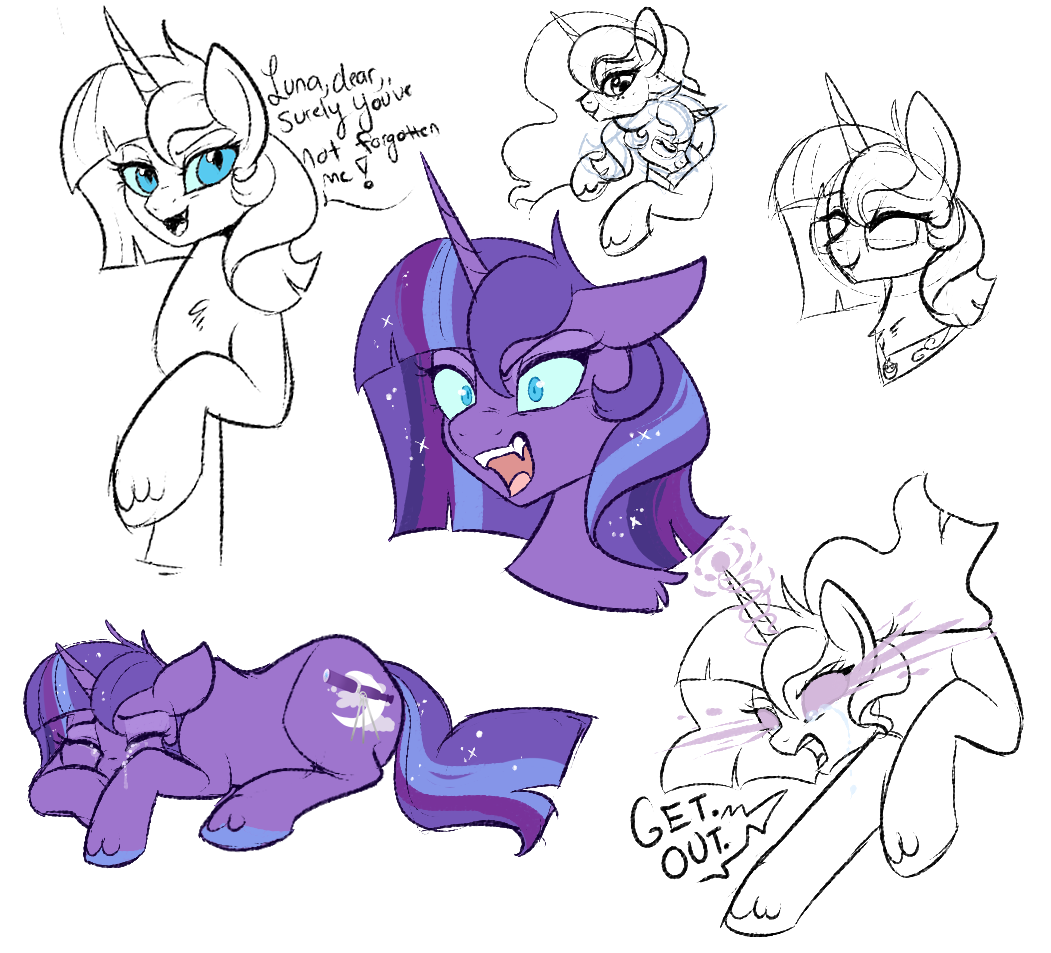 fillyfooler: doodle sheet of my twiluna bab, moonlight eve short of the story: eve