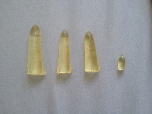 sammysocksanddiapers:  I’ve just made these :) the one on the right it’s a regular size glycerin suppository. One of the big suppos is up my butt right now and it’s melting, I can assure you that it burns like hell and it’s really hard to retain.