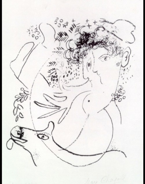 artist-chagall: The two profiles, 1957, Marc ChagallMedium: lithography,paper
