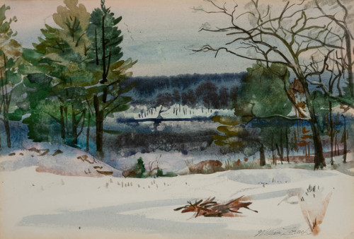 William ZorachSnowy LandscapeWatercolor on paper laid to board