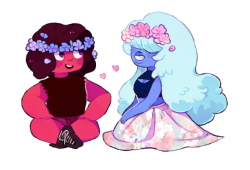 sergle:  did anybody ask for smol ruby and sapphire with flowers?❀ sticker ❀ 