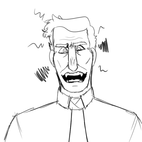 dinofur:Mmmh yes how do I draw the vore man?[image description: two drawings of John from the Advent