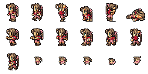 Aerith’s sprites in Final Fantasy Record Keeper. Also, transparent. [source]