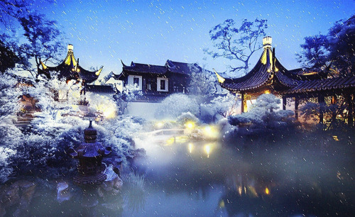mingsonjia:  风雪夜入桃花源 Suzhou (winter) by jkang康劲 