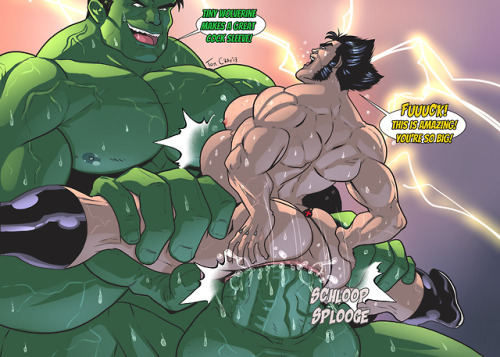 The Hulk fucking Logan and filling him up!Support my art in Patreon to get access to much  more unce