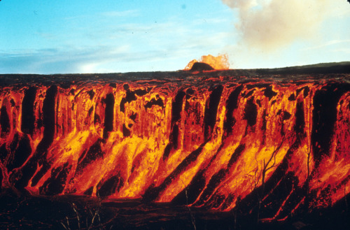 Lava waterfallWhen a new eruption breaks through at Kilauea volcano, lava tends to pour out of rift 