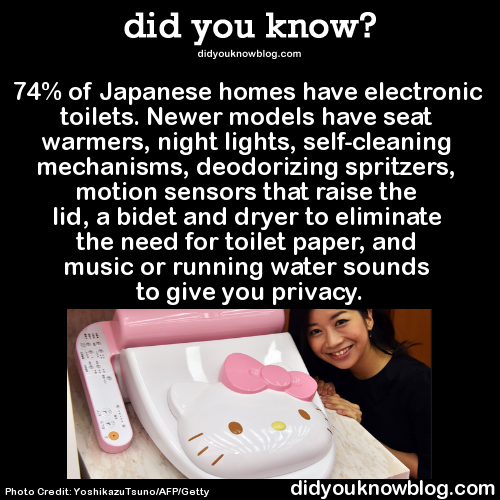 did-you-kno:  74% of Japanese homes have electronic toilets. Newer models have seat